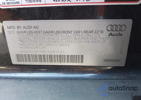 2012 Audi A3 2.0 Tdi Premium from USA, damaged, VIN WAUKJAFM8CA097465